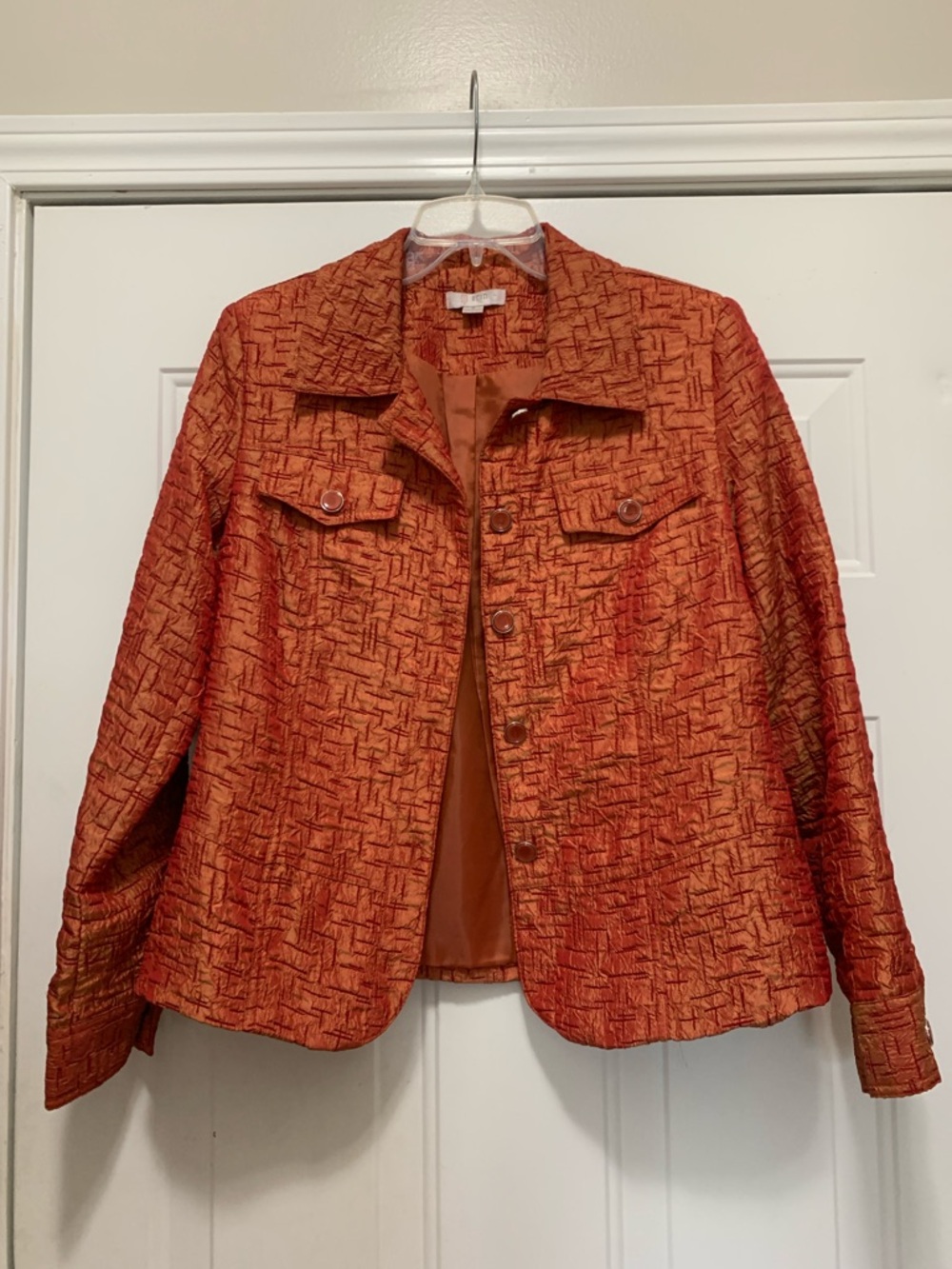 3/$15 Erin Textured Orange Button-Front Suit Jacket Size Small